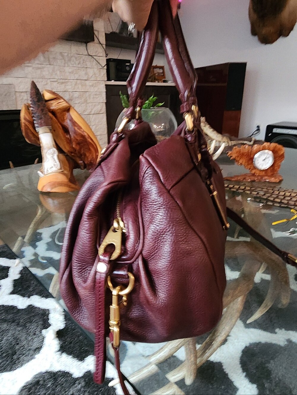 Marc Jacobs Plum Leather Satchel with Gold Hardware - Picture 2 of 7